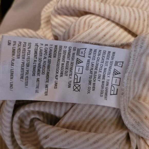 Women's Bell Kim Gravel Top Beige White Stripe Striped Medium Front Tie … - Picture 8 of 8